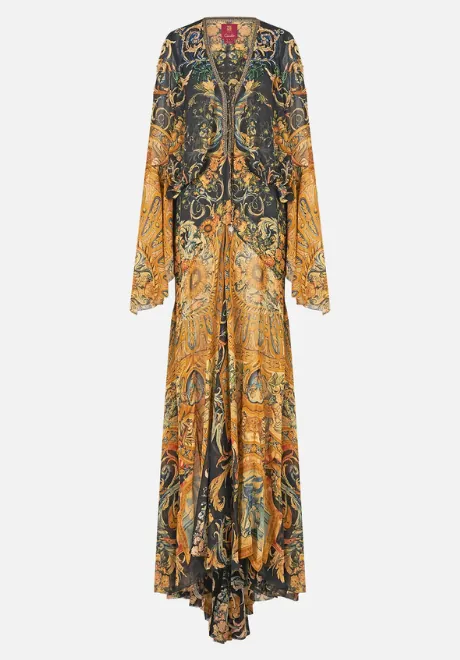 Low Cut Lace Up Front Long Dress